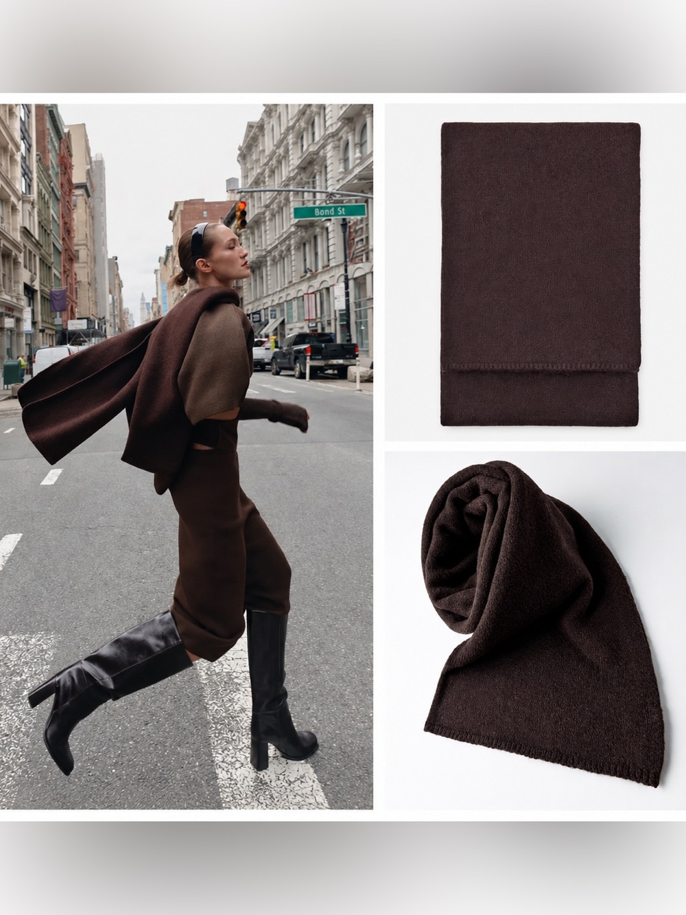ZARA BASIC SCARF - chocolate brown